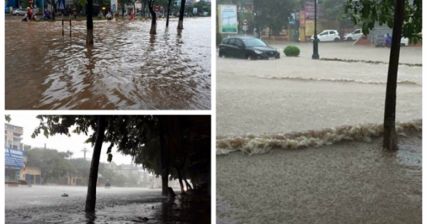 Clip Thái Nguyên chìm trong biển nước sau 3 tiếng mưa