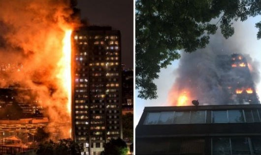 T&ograve;a th&aacute;p&nbsp;Grenfell bốc ch&aacute;y ng&ugrave;n ngụt.