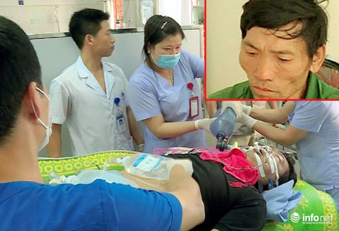 Đối tượng (ảnh nhỏ ph&iacute;a tr&ecirc;n) v&agrave; chiến sĩ CS bị thương nhập viện. Ảnh b&aacute;o Infonet.