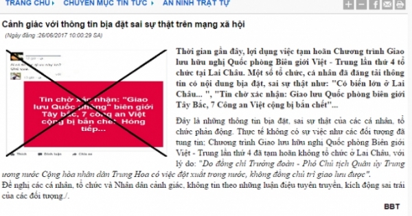 Thông tin “7 chiến sĩ Công an tỉnh Lai Châu bị bắn chết” là hoàn toàn bịa đặt