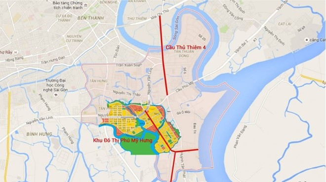 Vị tr&iacute; cầu Thủ Thi&ecirc;m 4 (Ảnh nguồn Zing.vn).