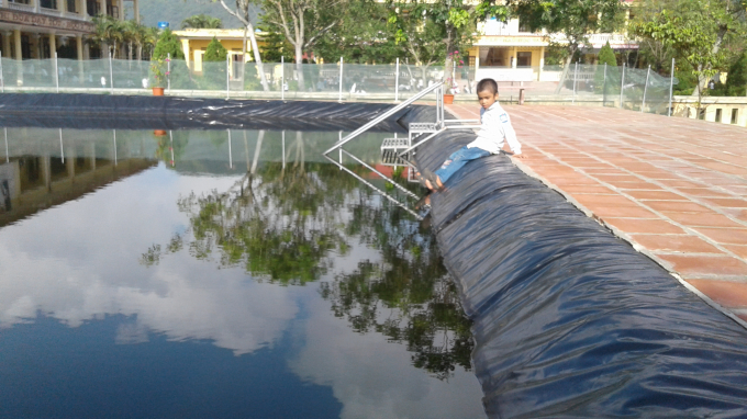 Bể bơi nh&igrave;n như đầm t&ocirc;m, kh&ocirc;ng được c&aacute;c cấp c&oacute; thẩm quyền ph&ecirc; duyệt, kh&ocirc;ng đảm bảo an to&agrave;n cho học sinh. Ảnh: Nguyệt Chi