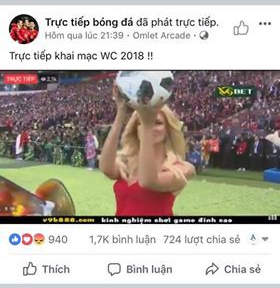 Nhiều t&agrave;i khoản Facebook, Youtube v&agrave; website ngang nhi&ecirc;n vi phạm bản quyền World Cup 2018