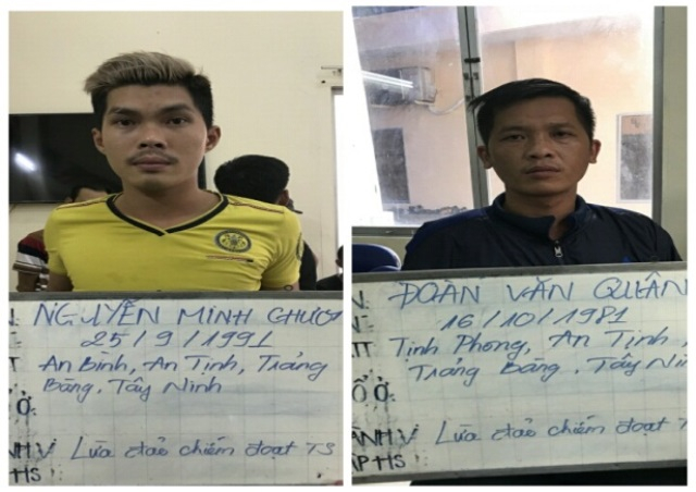 Nh&oacute;m đối tượng lừa đảo h&agrave;ng chục tỷ đồng của c&aacute;c nạn nh&acirc;n. Ảnh: CA Quảng Nam.