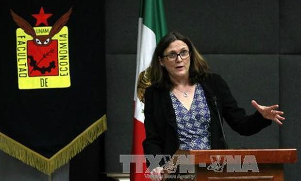 B&agrave; Cecilia Malmstrom, Ủy vi&ecirc;n phụ tr&aacute;ch thương mại của Li&ecirc;n minh ch&acirc;u &Acirc;u. Ảnh: EPA/TTXVN.