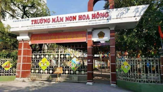 Trường Mầm non Hoa Hồng, đ&oacute;ng tại phường Quang Trung, TP Th&aacute;i B&igrave;nh.