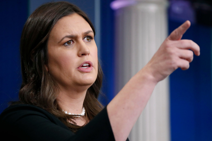 Thư k&yacute; b&aacute;o ch&iacute; Nh&agrave; Trắng Sarah Huckabee Sanders. Ảnh: A