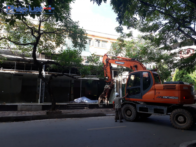 Đang cưỡng chế cơ sở kinh doanh sai phạm tại mương Phan Kế B&iacute;nh