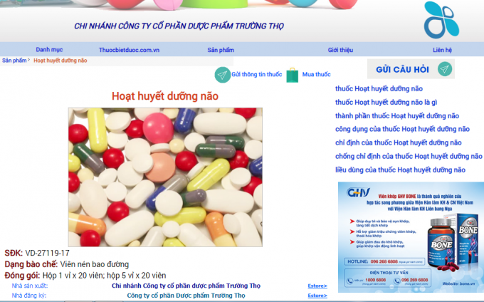 Trang web Chi nhánh Công ty CPDP Trường Thọ .