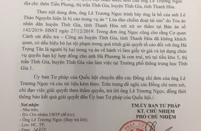 Phó Chủ nhiệm Ủy ban Tư pháp Quốc hội đề nghị Bộ Công an làm rõ vụ nghi làm bằng giả, con dấu giả?