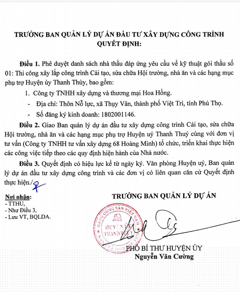 Thanh Thủy (Phú Thọ): Dấu hiệu “lợi ích nhóm” từ dự án hàng chục tỉ đồng