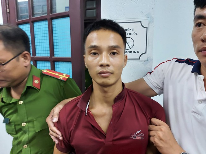 Đối tượng Triệu Quân Sự tại cơ quan công an.