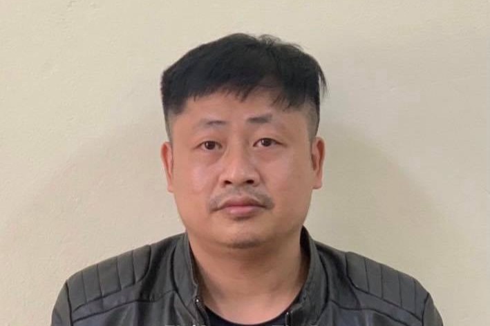 Đối tượng Nghiêm Xuân Cao tại cơ quan Công an.