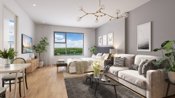 Các căn hộ Studio được bài trí hiện đại, sang trọng và tiện nghi