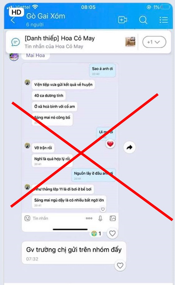 Thông tin sai sự thật về 40 ca dương tính tại huyện Vĩnh Bảo.