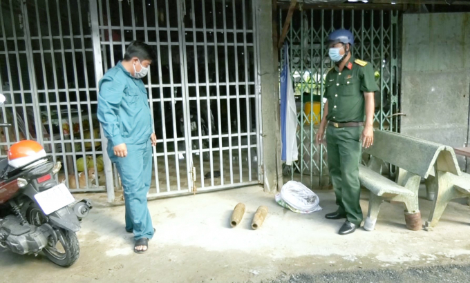 2 đầu đạn 105mm ông Quan định cưa làm lọ cắm nhang.