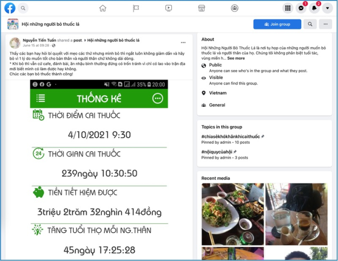 Tr&ecirc;n diễn đ&agrave;n Hội những người bỏ thuốc l&aacute; với hơn 12.000 th&agrave;nh vi&ecirc;n, kh&ocirc;ng phải ai cũng bỏ thuốc th&agrave;nh c&ocirc;ng.