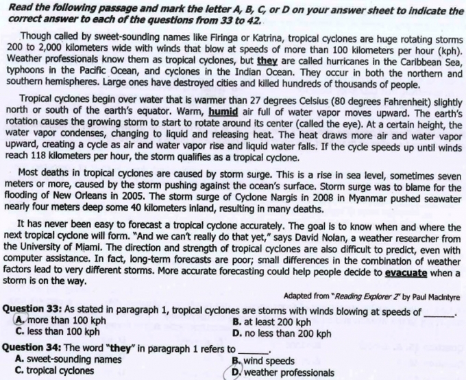 Đề thi v&agrave; đ&aacute;p &aacute;n m&ocirc;n Ngoại ngữ kỳ thi THPT Quốc gia 2016