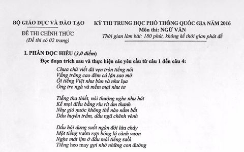 B&agrave;i thơ g&acirc;y tranh c&atilde;i cộng đồng mạng trong kỳ thi THPT Quốc gia 2016.