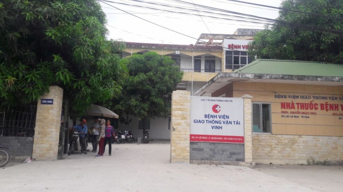 Bệnh viện giao th&ocirc;ng vận tải Vinh nơi xảy ra sự việc.