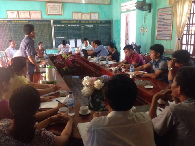 UBND huyện Nghi Xu&acirc;n đ&atilde; chủ tr&igrave; cuộc họp tại trụ sở Trường mầm non Xu&acirc;n Y&ecirc;n nhằm th&aacute;o gỡ những vướng mắc trong việc thi c&ocirc;ng x&acirc;y nh&agrave; cho trường mầm non.