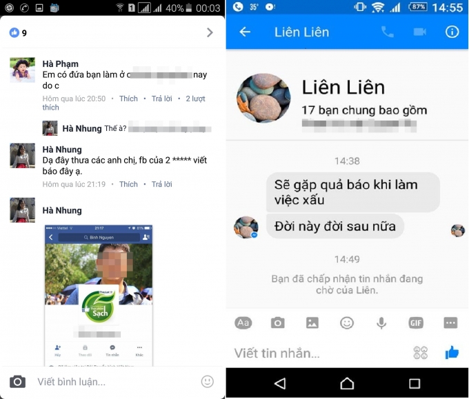 PV thực hiện b&agrave;i viết cũng bị b&ocirc;i nhọ danh dự, nhắn tin lăng mạ.