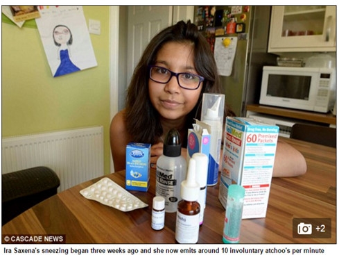 B&eacute; Ira Saxena bị hắt hơi li&ecirc;n tục m&agrave; kh&ocirc;ng r&otilde; nguy&ecirc;n nh&acirc;n - Ảnh chụp m&agrave;n h&igrave;nh Daily Mail