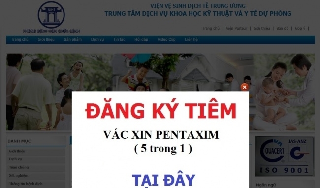 Giao diện đăng k&yacute; của Trung t&acirc;m y tế dự ph&ograve;ng H&agrave; Nội.