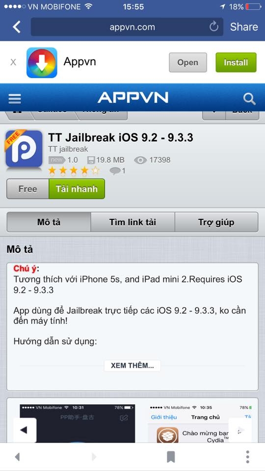 Thủ thuật Jailbreak IOS 9.2 &ndash; 9.3.3 kh&ocirc;ng c&acirc;̀n máy tính