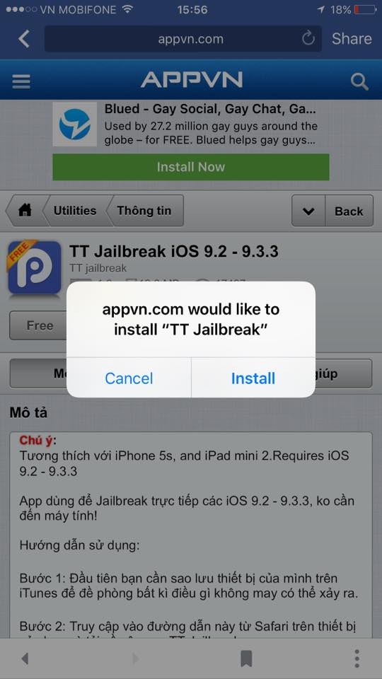 Thủ thuật Jailbreak IOS 9.2 &ndash; 9.3.3 kh&ocirc;ng c&acirc;̀n máy tính