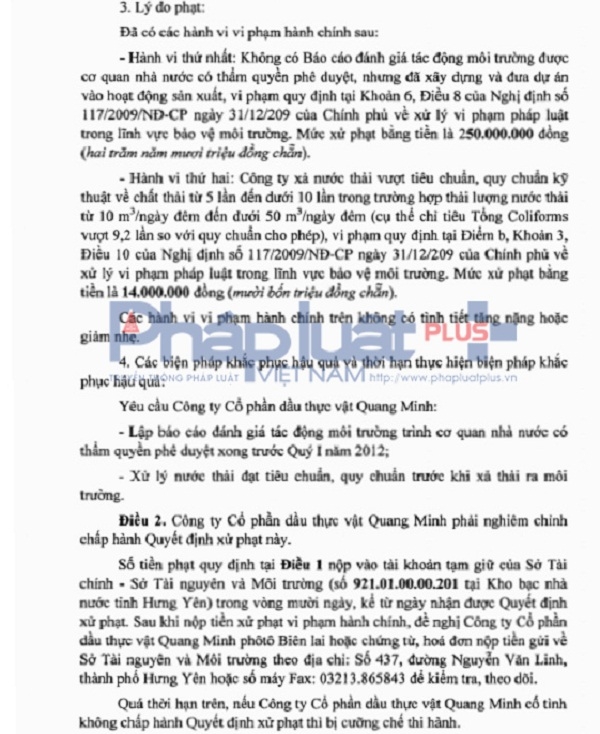 Số tiền xử phạt với sai phạm của tập đo&agrave;m QMC l&agrave; 264 triệu đồng.