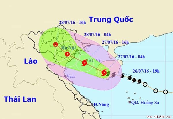 Vị tr&iacute; v&agrave; hướng di chuyển của cơn b&atilde;o số 1. (Ảnh: TTDBKTTVTƯ).