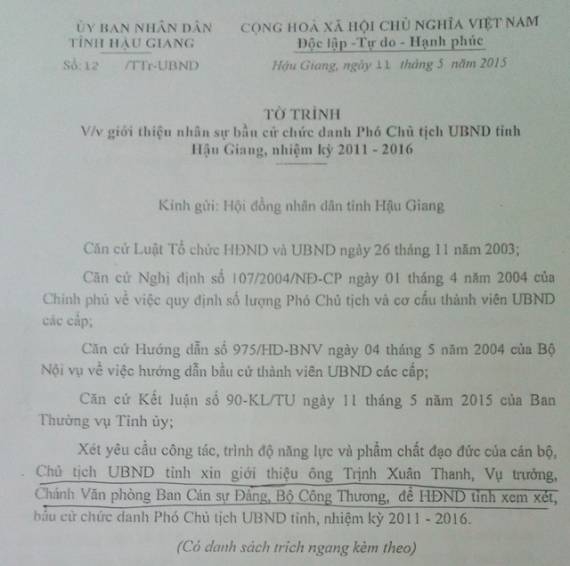 L&agrave; người của Văn ph&ograve;ng UBND tỉnh, nhưng &ocirc;ng Thanh vẫn được giới thiệu l&agrave; Vụ trưởng!?