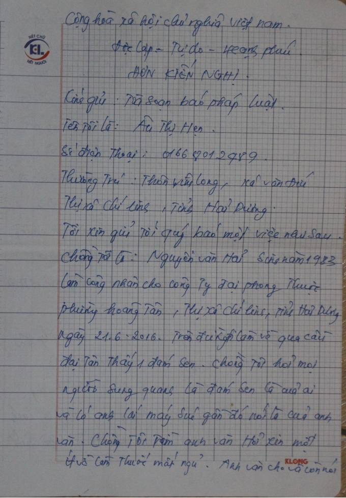 Đơn thư cầu cứu gửi T&ograve;a soạn Phapluatplus.vn