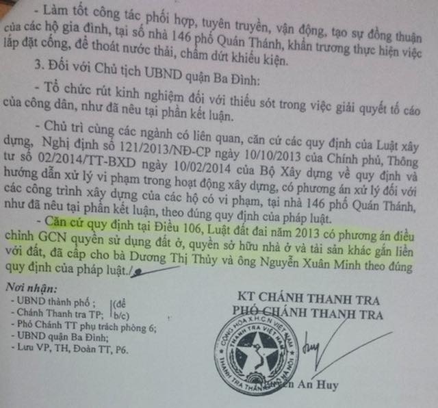 Đ&atilde; gần nửa năm tr&ocirc;i qua từ khi Thanh tra TP H&agrave; Nội đ&atilde; chỉ ra h&agrave;ng loạt sai phạm mờ &aacute;m trong việc cấp sổ đỏ v&agrave; trật tự x&acirc;y dựng tại nh&agrave; số 5 Đặng Dung dẫn đến vụ việc l&ugrave;m xum 146 Qu&aacute;n Th&aacute;nh.