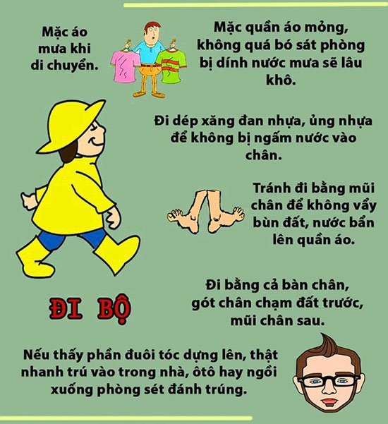 Khi đi bộ ra ngo&agrave;i khi trời mưa b&atilde;o