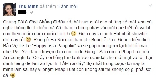 Thu Minh l&ecirc;n tiếng trước tin đồn thất thiệt c&ugrave;ng chồng lừa đảo.