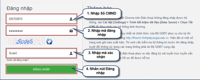 C&aacute;c bước đăng k&yacute; x&eacute;t tuyển trực tuyến đại học 2016