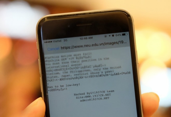 Website ĐH Kinh tế Quốc d&acirc;n bị nh&oacute;m tin tặc Trung Quốc c&oacute; t&ecirc;n 1937CN tấn c&ocirc;ng. (Ảnh: Zing News)