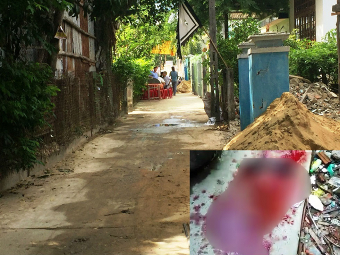 Sau khi đ&acirc;m anh Th&aacute;i bị đ&acirc;m gục ng&atilde; tr&ecirc;n vũng m&aacute;u (ảnh nhỏ), anh D. treo cổ tự tử tại nh&agrave; ri&ecirc;ng.