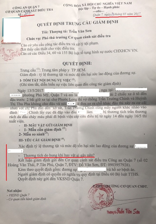 C&ocirc;ng an quận 7 ban h&agrave;nh 2 Quyết định c&ugrave;ng số c&ugrave;ng ng&agrave;y th&aacute;ng c&ugrave;ng người k&yacute; nhưng được chỉnh sủa về nội dung.