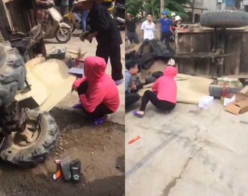 Hiện trường vụ tai nạn.&nbsp;Ảnh: Cắt từ clip