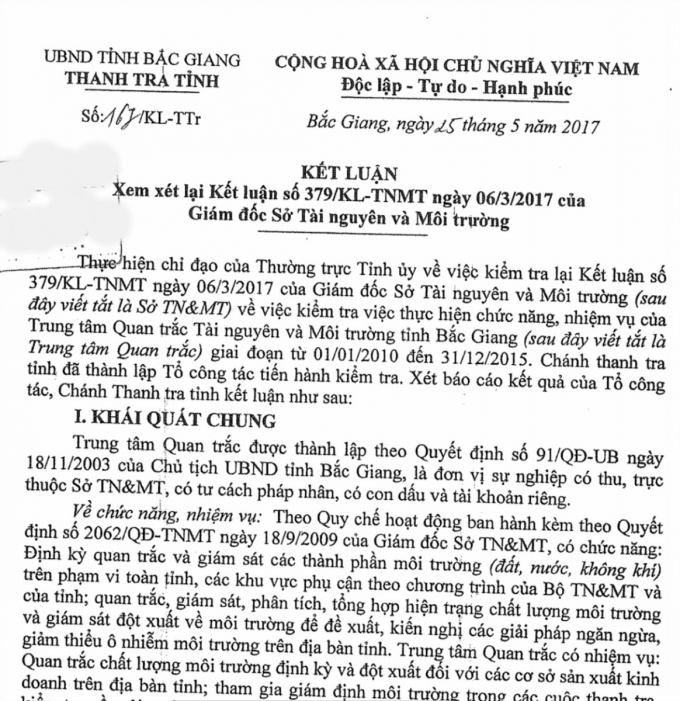 Kỳ 4 - Tỉnh Bắc Giang chỉ ra h&agrave;ng loạt sai phạm nghi&ecirc;m trọng tại Trung t&acirc;m quan trắc m&ocirc;i trường