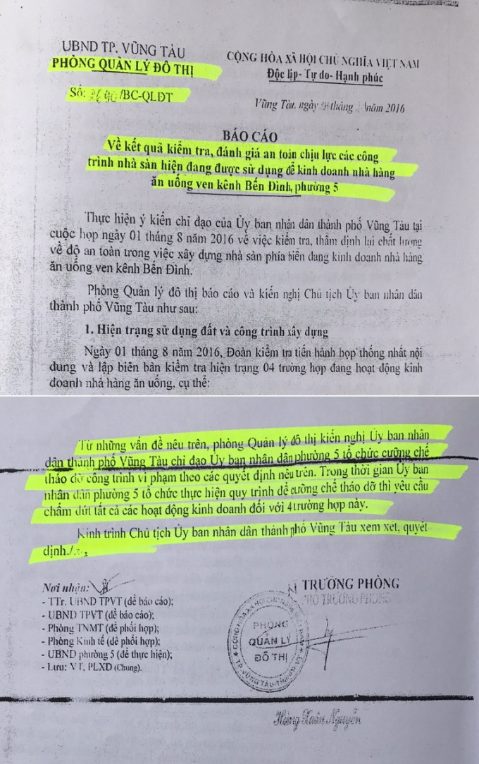 B&aacute;o c&aacute;o số 2690 của ph&ograve;ng Quản l&yacute; đ&ocirc; thị TP Vũng T&agrave;u.