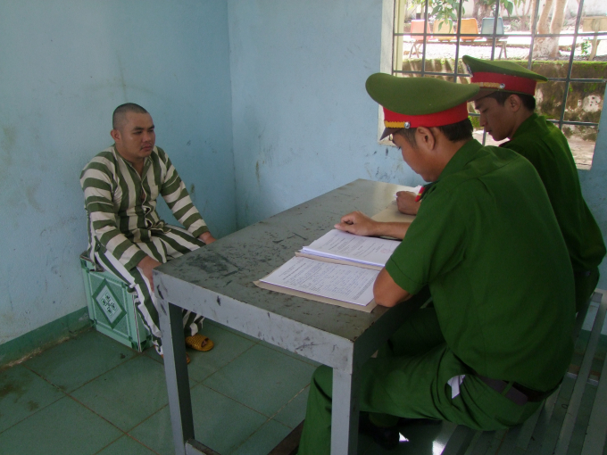 Đối tượng Nguyễn Nam Hưng tại cơ quan điều tra.