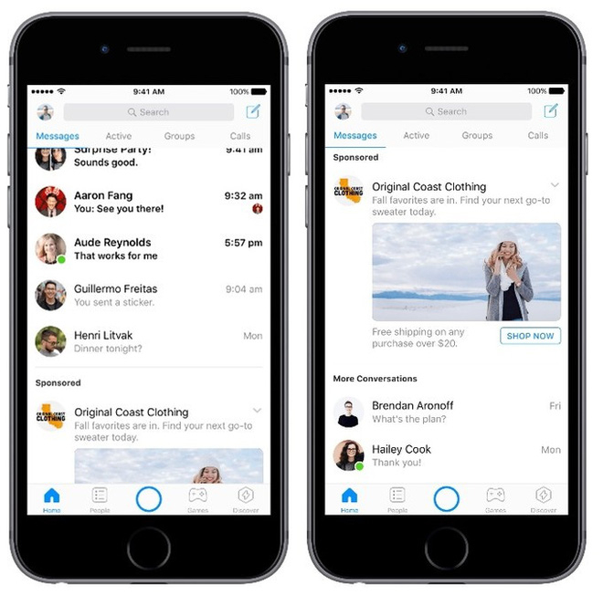 Facebook bắt đầu thử nghiệm quảng c&aacute;o tr&ecirc;n Messenger, nhưng may l&agrave; n&oacute; kh&ocirc;ng xuất hiện khi ch&uacute;ng ta đang chat