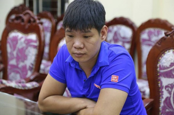 Đối tượng Sầm Viết Cương tại cơ quan C&ocirc;ng an.