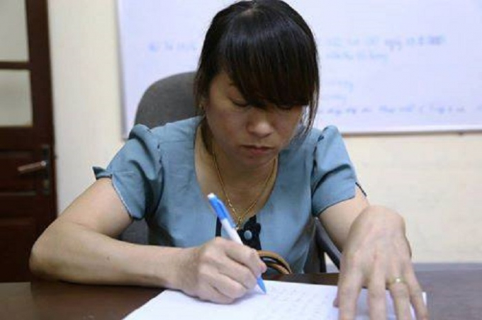 Đối tượng Chu Thị B&iacute;ch tại cơ quan C&ocirc;ng an.