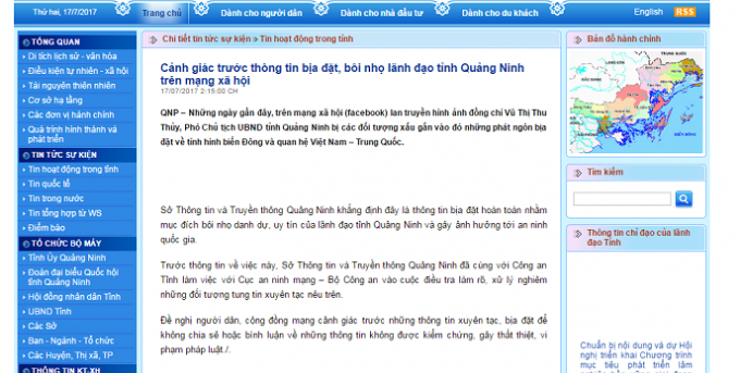 Th&ocirc;ng tin cảnh b&aacute;o được đăng tải tr&ecirc;n Cổng th&ocirc;ng tin điện tử tỉnh Quảng Ninh.