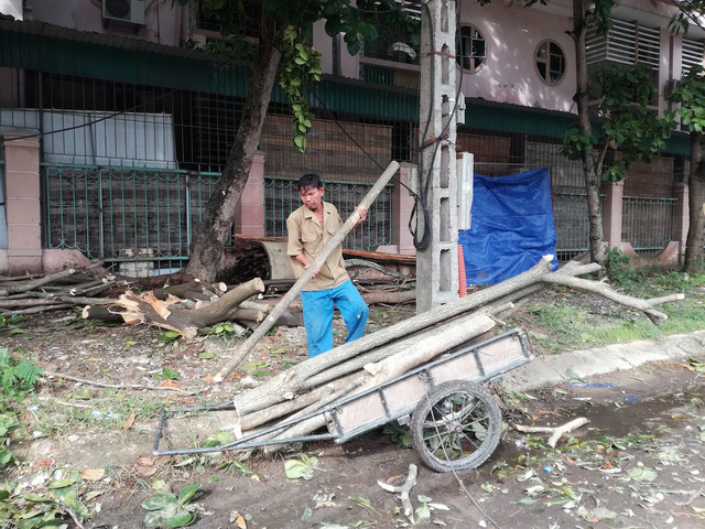 Sau b&atilde;o, người d&acirc;n th&agrave;nh Vinh ra đường